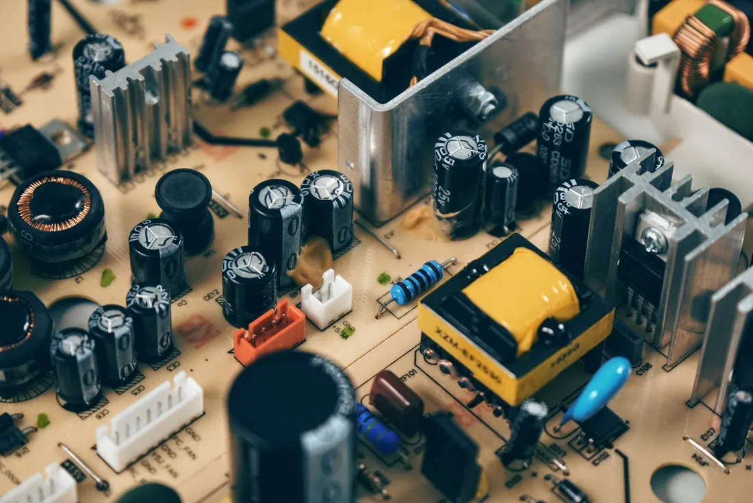 Television circuit board and components sorted for TV recycling and electronics materials recovery in Dubai